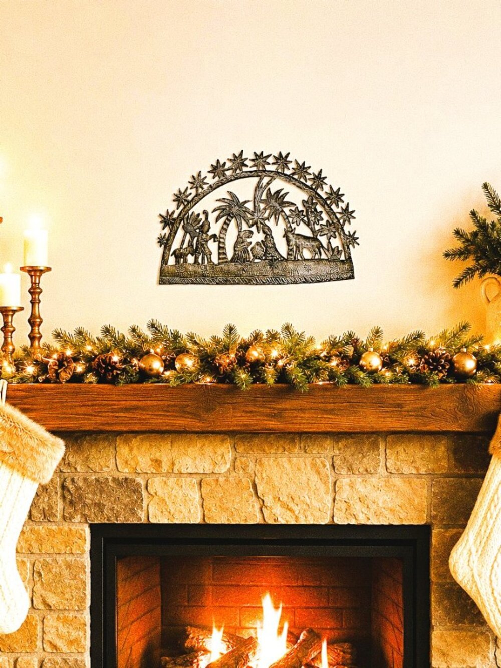 Global Crafts Nativity Scene Haitian Metal Drum Wall Art 21″x15″ OOAK